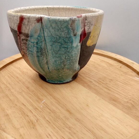 Segal Signed Pottery Bowl/Cup green/brown MCM look - Picture 6 of 15